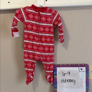 Old Navy Festive Red Snowflake Footie